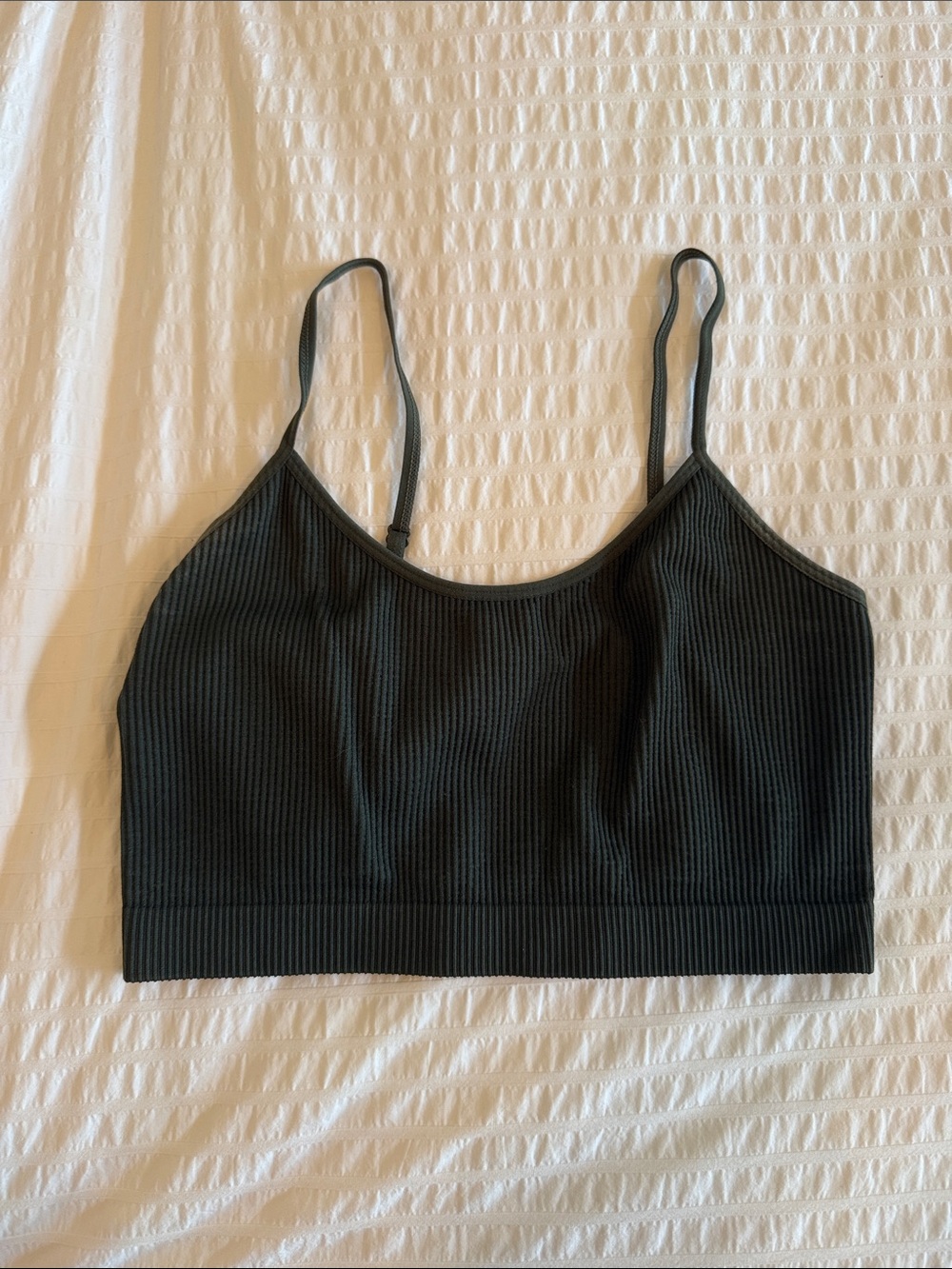 Ardene Ribbed Black Bralette with Thin Adjustable Straps